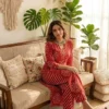 Jaipuri Bandhani Print Cotton Kurti Pant Set | 2 Piece Suit - Image 2