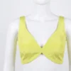 Lime Yellow V-Neck Blouse with Bow Back | Sleeveless Designer Saree Blouse - Image 2