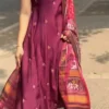 Magenta Pink Anarkali Suit Set with Patola Print Dupatta | Embroidered Ethnic Festive Kurta Set - Image 2