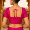 Magenta Pink Silk Readymade Saree Blouse with Square Neck & Back Dori Tassels | Short Sleeve Padded Choli for Saree & Lehenga - Image 2