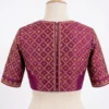 Magenta Raw Silk Blouse with Gold Lattice Embroidery | Readymade Boat Neck Blouse