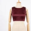 Maroon Silk Boat Neck Saree Blouse | Sleeveless Readymade Designer Crop Top with Back Button Detail