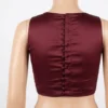 Maroon Silk Boat Neck Saree Blouse | Sleeveless Readymade Designer Crop Top with Back Button Detail - Image 2