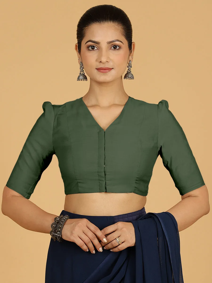 Minimalist  Front-Hook Elbow-Length Cotton Saree Blouse
