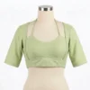 Plain Padded Saree Blouse with Designer Halter Neckline & Back Hook Closure | 3/4th Sleeve Choli