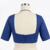 Plain Padded Saree Blouse with Designer Halter Neckline & Back Hook Closure | 3/4th Sleeve Choli - Image 4