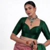 Plain Pure Raw Silk Sweetheart Neck Readymade Saree Blouse | Padded Front Open Elbow Sleeve Choli Crop Top for Women - Image 4