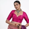 Plain Pure Raw Silk Sweetheart Neck Readymade Saree Blouse | Padded Front Open Elbow Sleeve Choli Crop Top for Women - Image 6