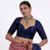 Plain Pure Raw Silk Sweetheart Neck Readymade Saree Blouse | Padded Front Open Elbow Sleeve Choli Crop Top for Women - Image 7