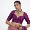 Plain Pure Raw Silk Sweetheart Neck Readymade Saree Blouse | Padded Front Open Elbow Sleeve Choli Crop Top for Women - Image 8