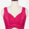 Plain Raw Silk Sleeveless Blouse – Overlapping Cross Front Neck Design