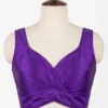 Plain Raw Silk Sleeveless Blouse – Overlapping Cross Front Neck Design - Image 2