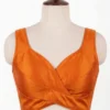 Plain Raw Silk Sleeveless Blouse – Overlapping Cross Front Neck Design - Image 4