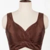 Plain Raw Silk Sleeveless Blouse – Overlapping Cross Front Neck Design - Image 6