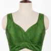 Plain Raw Silk Sleeveless Blouse – Overlapping Cross Front Neck Design - Image 7