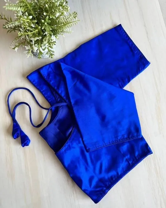 Plain  Silk Readymade Saree Blouse with Dori & Tassels | Padded Princess Cut Saree Blouse with Elbow Sleeves
