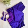 Plain  Silk Readymade Saree Blouse with Dori & Tassels | Padded Princess Cut Saree Blouse with Elbow Sleeves - Image 6