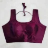 Plain  Silk Sleeveless Readymade Saree Blouse with Back Dori Latkan | Padded Princess Cut U-Neck Crop Top for Women - Image 10