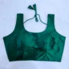 Plain  Silk Sleeveless Readymade Saree Blouse with Back Dori Latkan | Padded Princess Cut U-Neck Crop Top for Women - Image 12