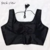Plain  Silk Sleeveless Readymade Saree Blouse with Back Dori Latkan | Padded Princess Cut U-Neck Crop Top for Women - Image 5