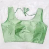 Plain  Silk Sleeveless Readymade Saree Blouse with Back Dori Latkan | Padded Princess Cut U-Neck Crop Top for Women - Image 7