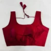 Plain  Silk Sleeveless Readymade Saree Blouse with Back Dori Latkan | Padded Princess Cut U-Neck Crop Top for Women - Image 9
