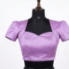 Raw Silk Puff Sleeve Blouse | Sweetheart Neck Deep Back Blouse | Ready to Wear Saree Blouse with Zipper