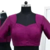 Raw Silk Saree Blouse | Sweetheart Neck Princess Cut Padded Blouse | Ready to Wear Stitched Blouse - Image 3