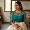 Readymade Pure Raw Silk Blouse with Sheer Net Neckline & 3/4th Sleeves | Back Button Closure Designer Saree Crop Top - Image 6