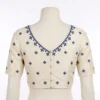 Readymade Raw Silk Embroidered Saree Blouse – V-Back Booti Work Designer Ethnic Crop Top with Elbow Sleeves - Image 2