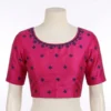 Readymade Raw Silk Embroidered Saree Blouse – V-Back Booti Work Designer Ethnic Crop Top with Elbow Sleeves - Image 4