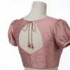 Readymade Raw Silk Puff Sleeve Saree Blouse | Front Hook & Back Cutout - Image 3