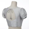 Readymade Raw Silk Puff Sleeve Saree Blouse | Front Hook & Back Cutout - Image 4