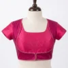 Readymade Raw Silk Saree Blouse with Jacket Style Front – Padded Short Sleeve Ethnic Crop Top for Sarees & Lehengas - Image 2