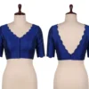 Readymade Scalloped Deep V-Neck Saree Blouse | Silk Cutwork Backless Choli Crop Top