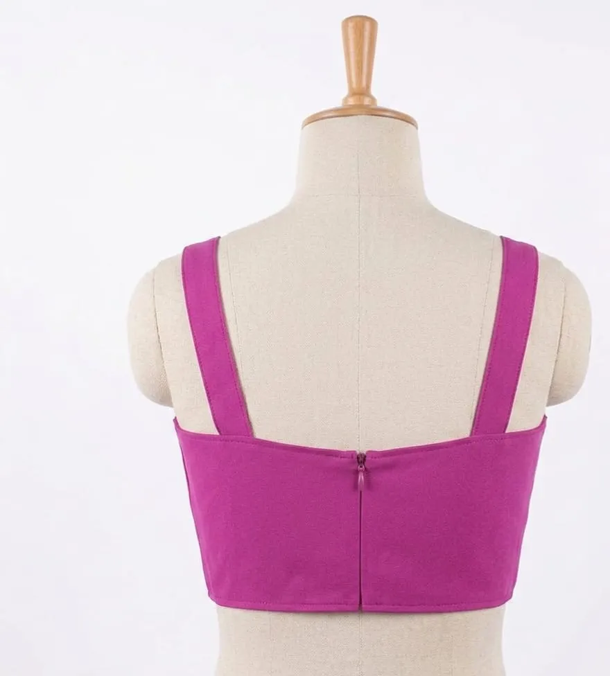 Readymade Sweetheart Neck Saree Blouse – Sleeveless Padded Crop Top Bustier with Back Zip - Image 2