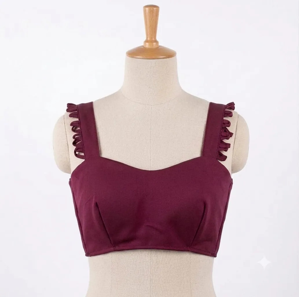 Readymade Sweetheart Neck Saree Blouse – Sleeveless Padded Crop Top Bustier with Back Zip - Image 3