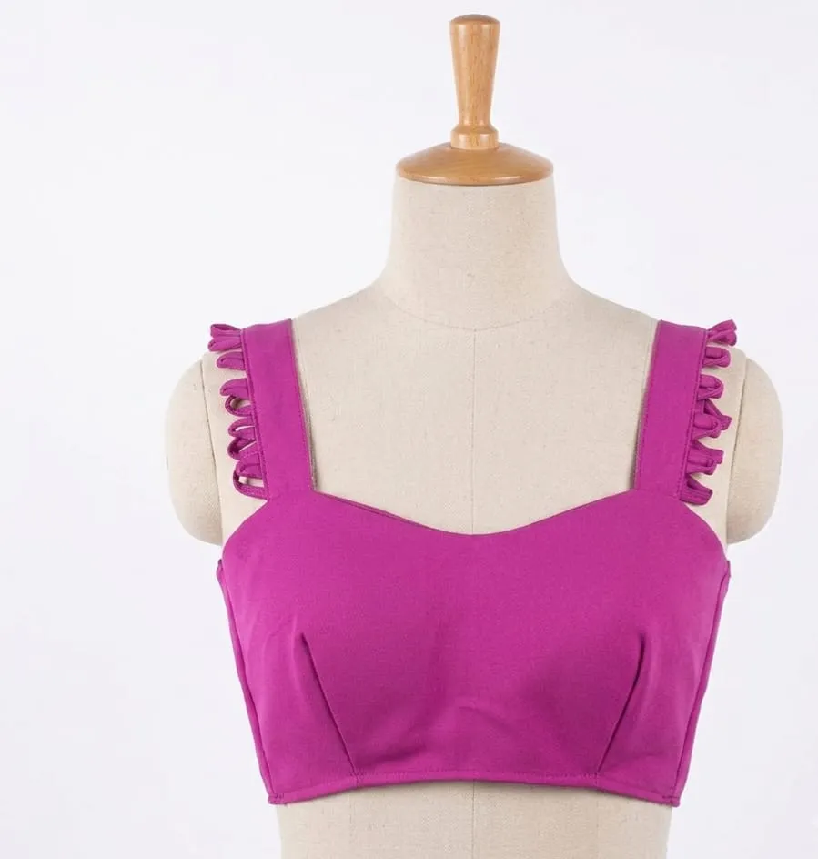 Readymade Sweetheart Neck Saree Blouse – Sleeveless Padded Crop Top Bustier with Back Zip - Image 4
