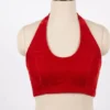 Red Velvet Halter Neck Saree Blouse | Backless Deep U-Neck Blouse with Tie Up | Designer Sleeveless Party Wear Blouse - Image 2