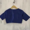 Royal Blue Deep V-Neck Readymade Blouse – Raw Silk Elbow Sleeve Padded Saree Blouse