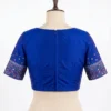 Royal Blue Silk Readymade Blouse with Mirror Work Sleeves | Broad U-Neck & Back Zipper - Image 2