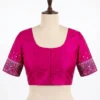 Royal Blue Silk Readymade Blouse with Mirror Work Sleeves | Broad U-Neck & Back Zipper - Image 5
