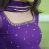 Royal Purple Georgette Anarkali Gown with Handwork Neckline & Dupatta – Festive Party Wear Long Frock - Image 2