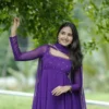 Royal Purple Georgette Anarkali Gown with Handwork Neckline & Dupatta – Festive Party Wear Long Frock - Image 4