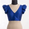 Ruffled Cap Sleeve Raw Silk Readymade Blouse | Deep V-Neck Saree Crop Top