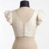 Ruffled Cap Sleeve Raw Silk Readymade Blouse | Deep V-Neck Saree Crop Top - Image 3