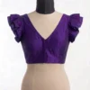 Ruffled Cap Sleeve Raw Silk Readymade Blouse | Deep V-Neck Saree Crop Top - Image 6