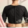 Solid V-Neck Readymade Blouse with Elbow Length Sleeves – Closed High Back Open Crop Top - Image 7