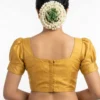 Square Neck Puff Sleeve Saree Blouse – Solid Raw Silk Readymade Crop Top with Back Open Hooks