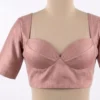 Sweetheart Bustier Silk Saree Blouse – Padded Back-Button Readymade Ethnic Top - Image 2